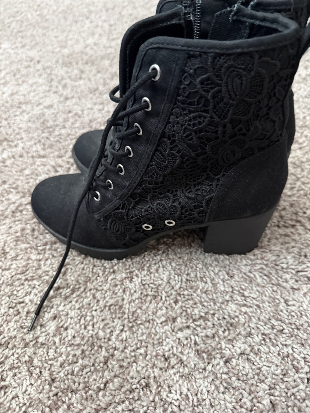 Black Lace-Up Women's Ankle Boots - Classic Casual Style - Picture 2 of 4
